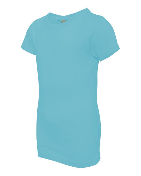 Jesus I Give You Me - Girl's Short Sleeve T-Shirt - Large 10/12 - Blue - Cyan - 100% combed ringspun cotton - NL3710